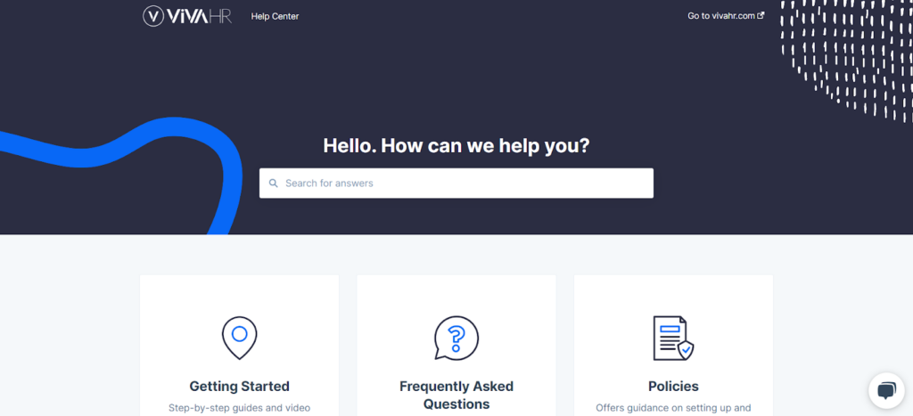 screenshot of vivahr customer support
