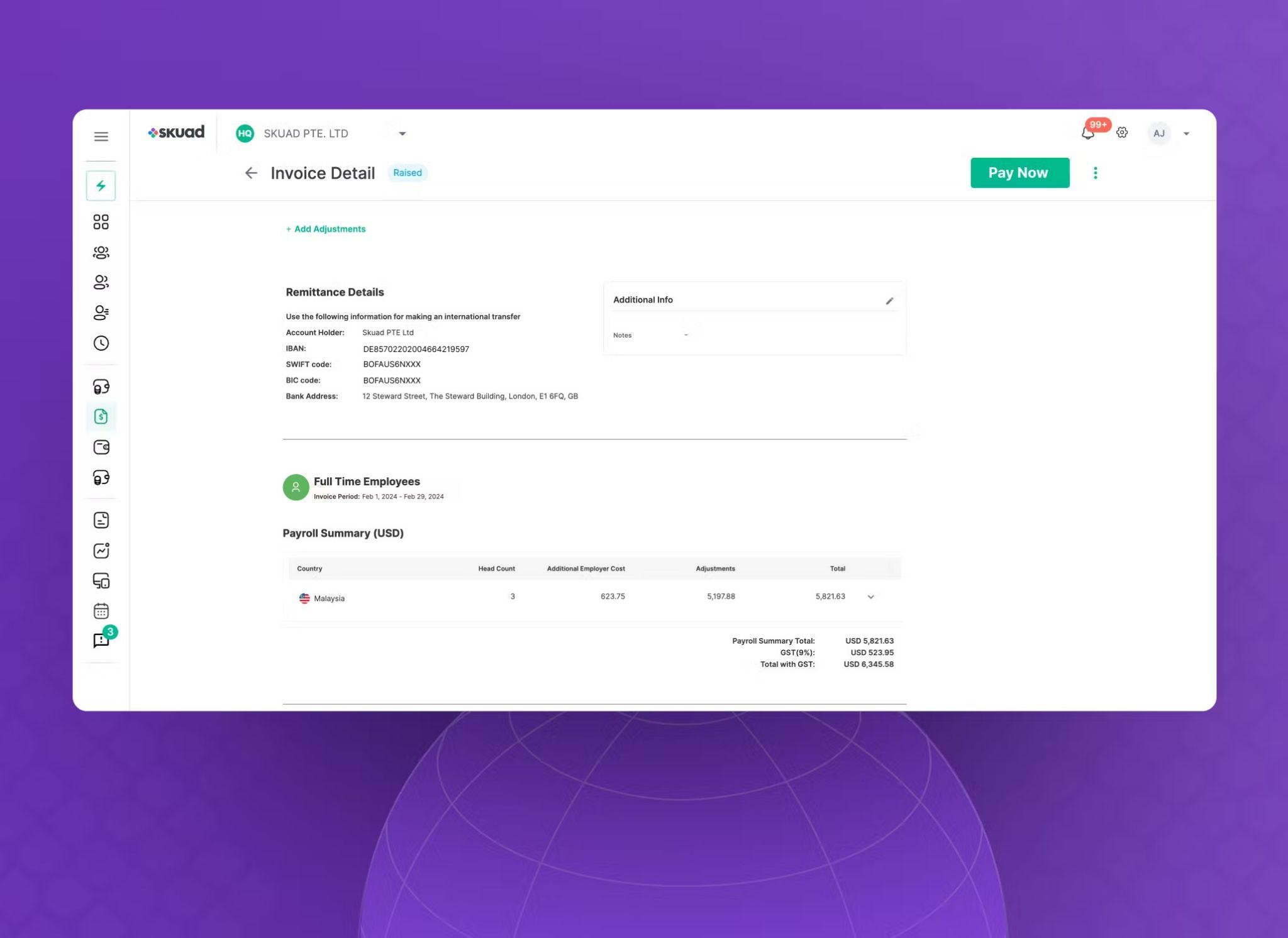skuad tax management screenshot