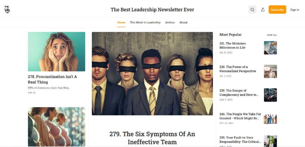 The Best Leadership Newsletter Ever website
