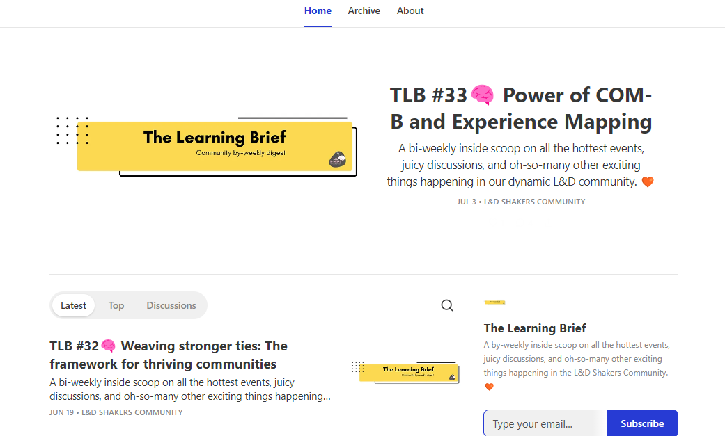 The Learning Brief, a learning and development newsletter