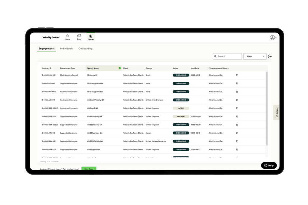 velocity global employee experience and engagement screenshot