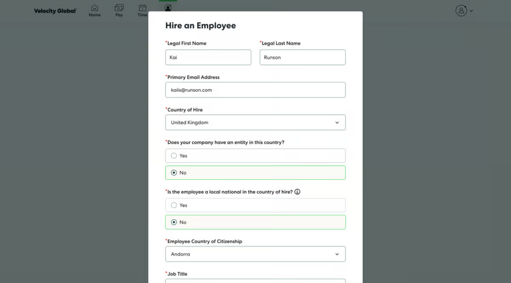 velocity global talent acquisition and recruitment screenshot
