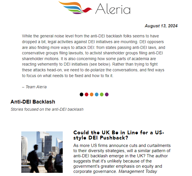 Previous issue of the Aleria DEI newsletter