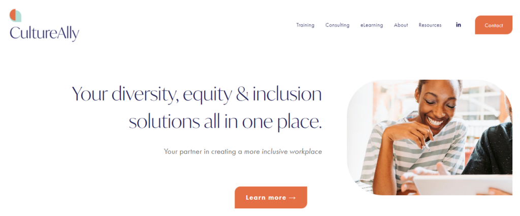 Website screenshot of CultureAlly, a DEI newsletter