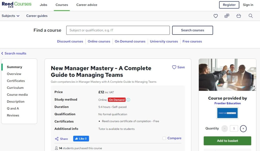 New Manager Mastery - A Complete Guide to Managing Teams course landing page