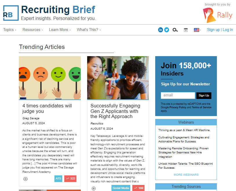 Recruiting Brief home page