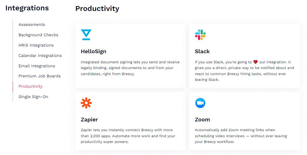 breezy hr integration screenshot