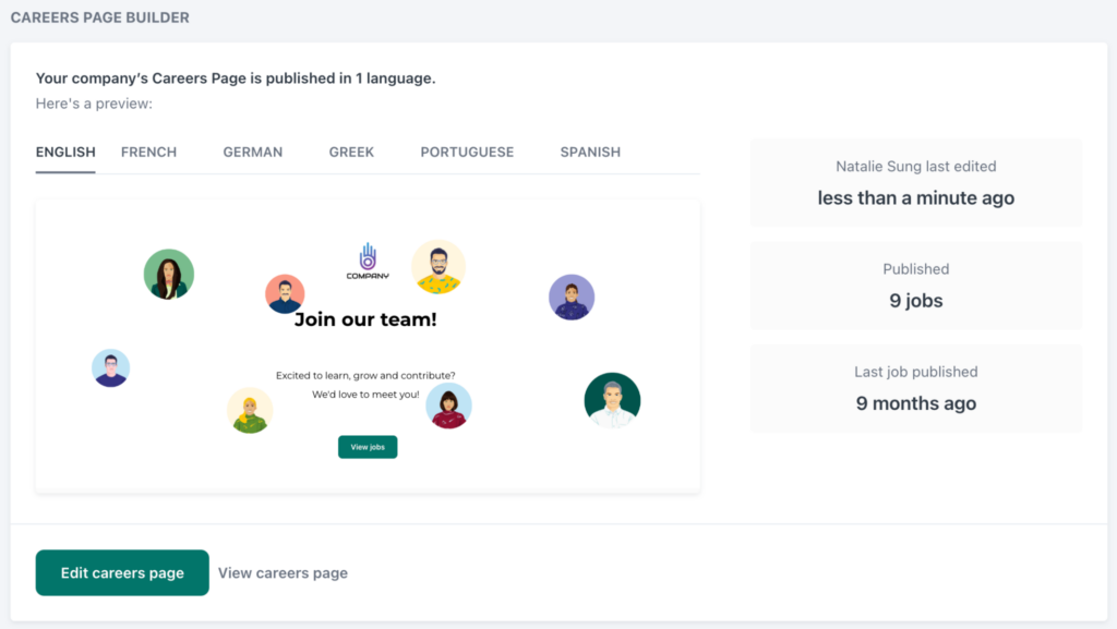 workable recruiting branded careers pages screenshot