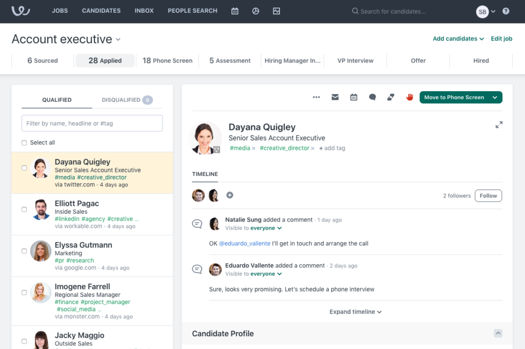 workable recruiting ease of use screenshot