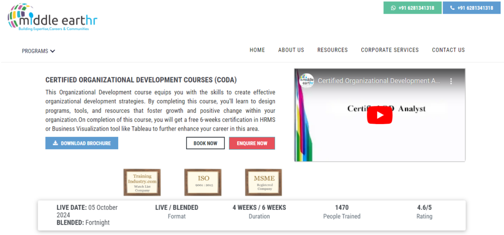 The Certified Organizational Development course overview