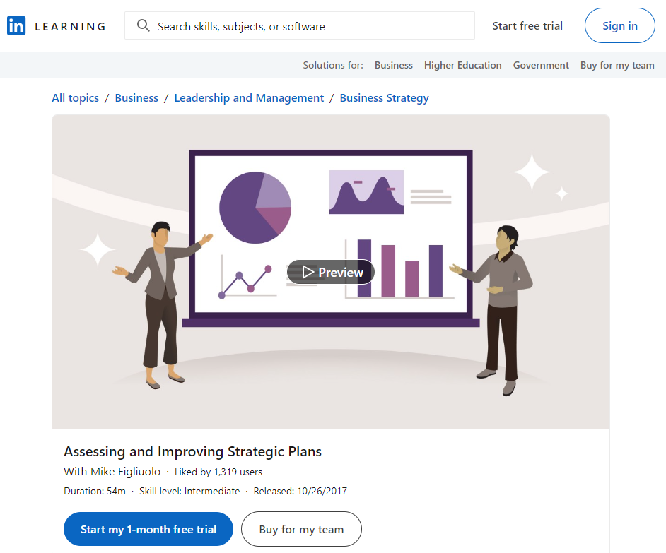 Assessing and Improving Strategic Plans course page