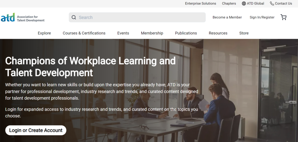 The website screenshot of the Association for Talent Development