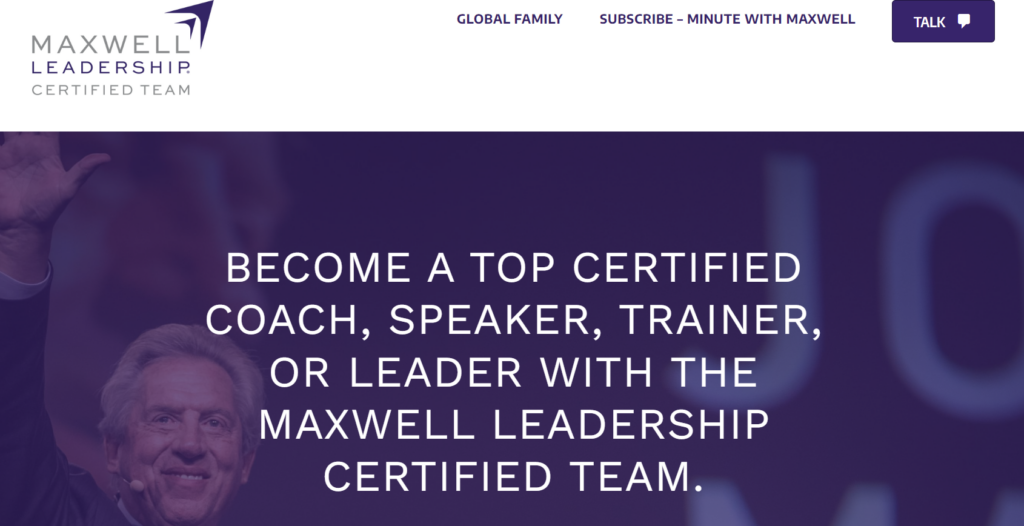 Website landing page of the John Maxwell Team