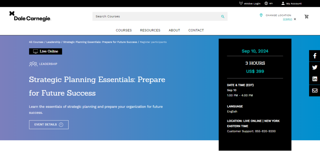 Strategic Planning Essentials course page