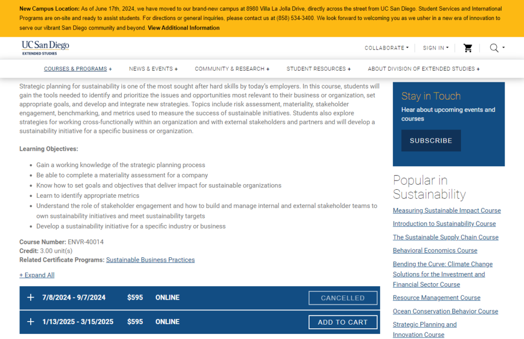Strategic Planning and Innovation course page
