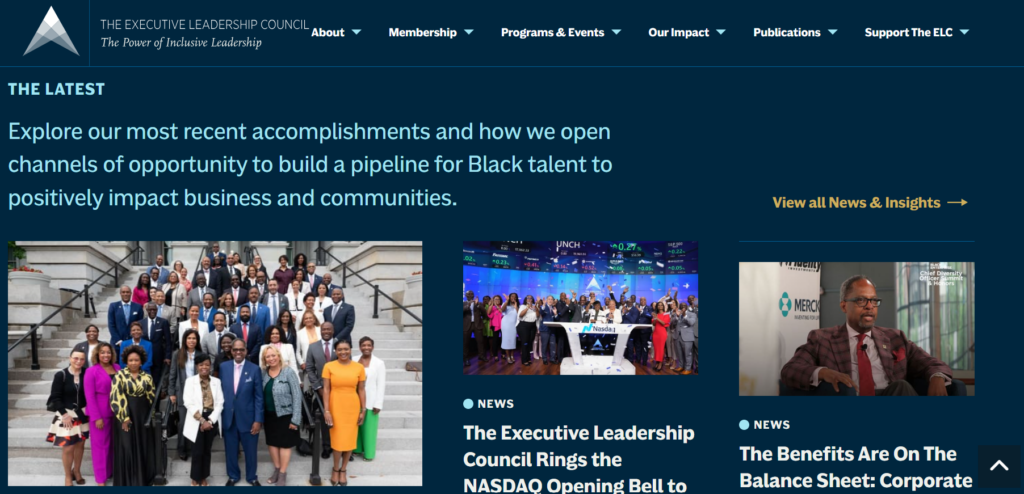 The Executive Leadership Council website screenshot