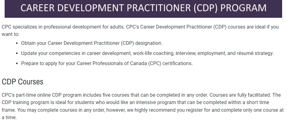 Career Development Practitioner (CDP) course