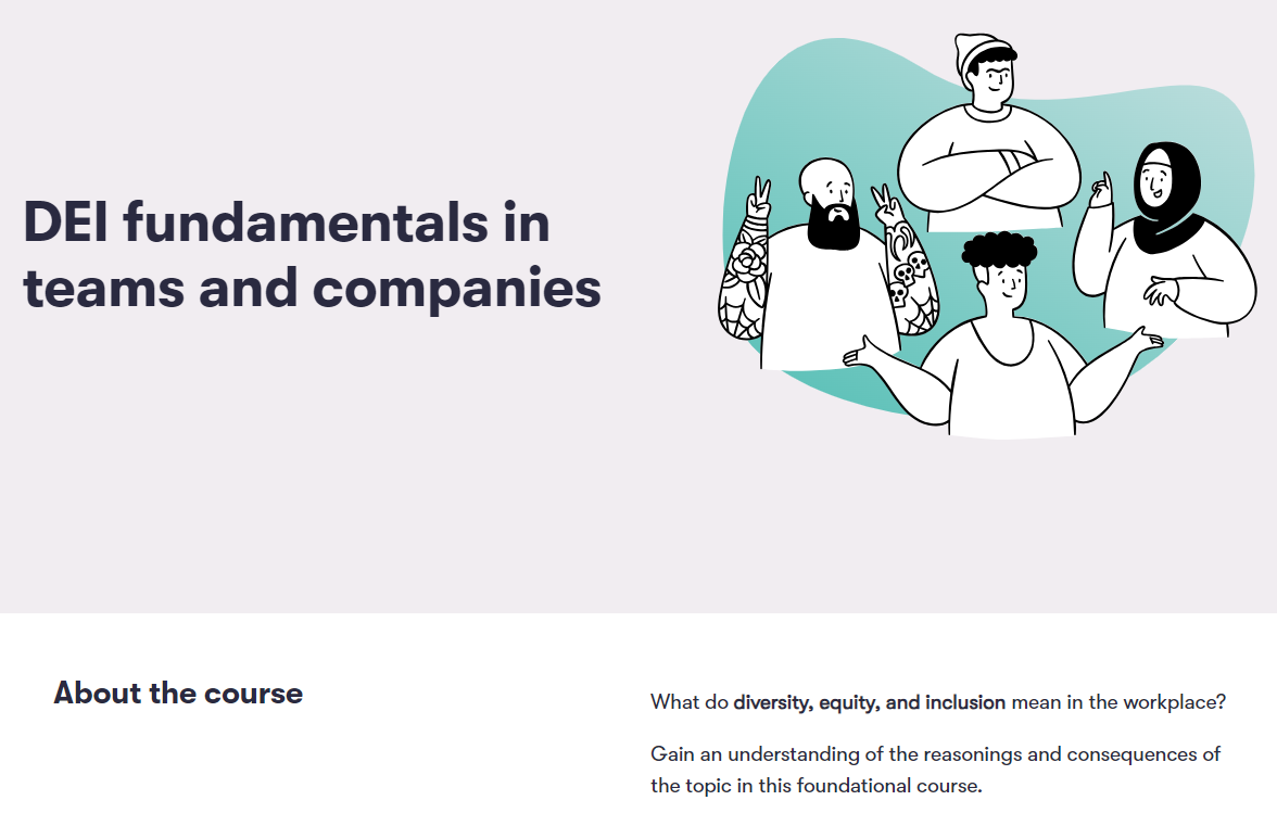 DEI Fundamentals in Teams and Companies about the course page