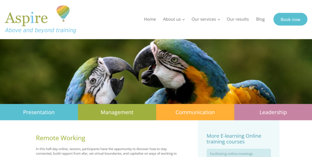 Screenshot of the Remote Working course landing page