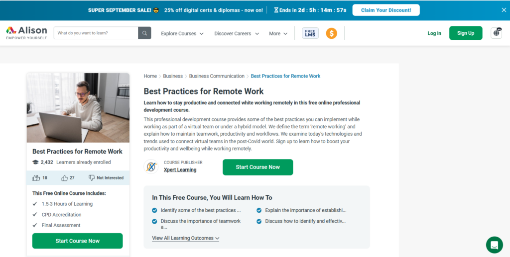 The Best Practices for Remote Work course website