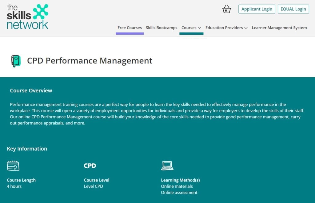 CPD Performance Management course landing page