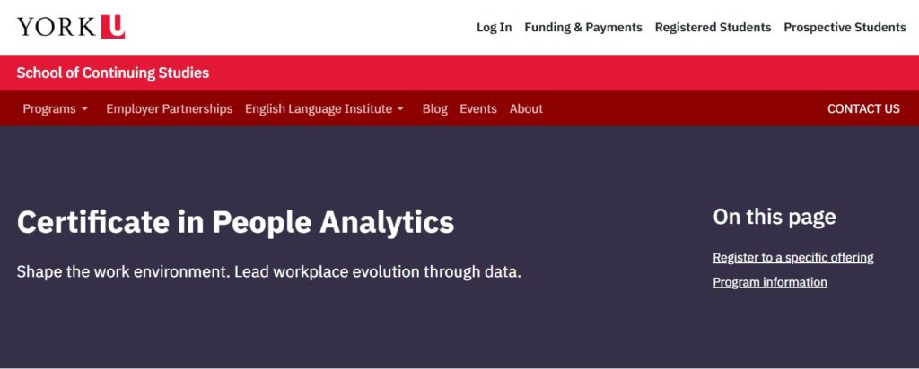 Certificate in People Analytics Course Page