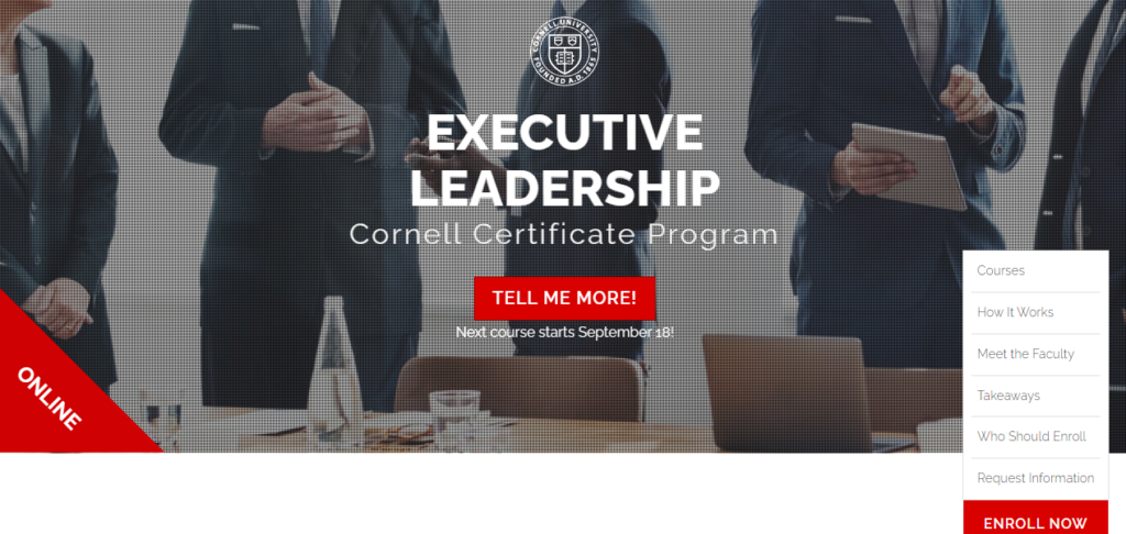 Screenshot of Executive Leadership course page