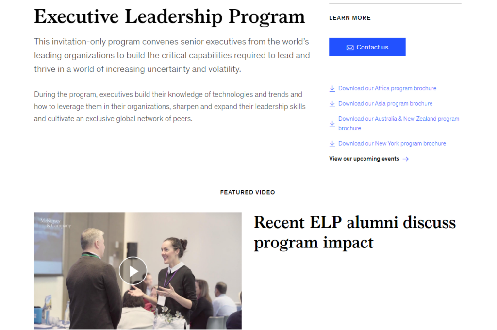 Executive Leadership Program course page
