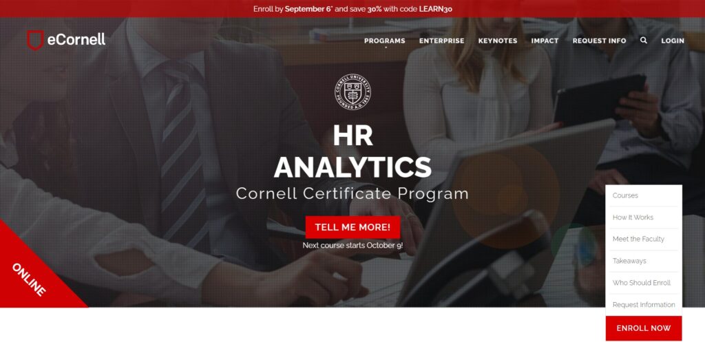 HR Analytics Cornell Certificate Program Course Page