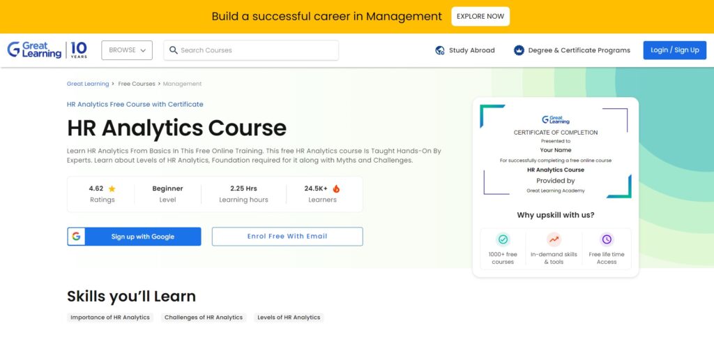 HR Analytics Course Landing Page