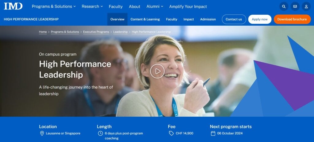 Screenshot of High-Performance Leadership course website