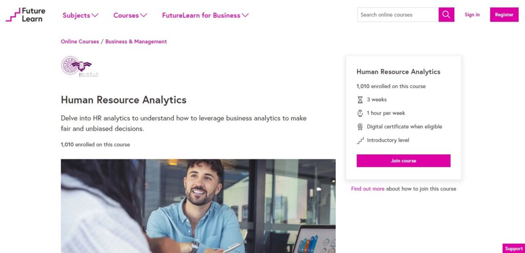 Human Resource Analytics Course page screenshot