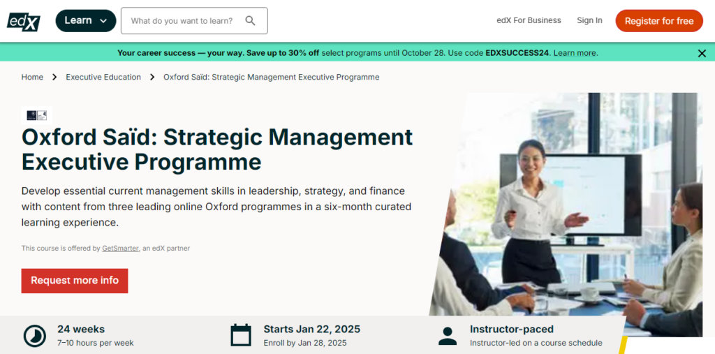 Strategic Management Executive Programme landing course page