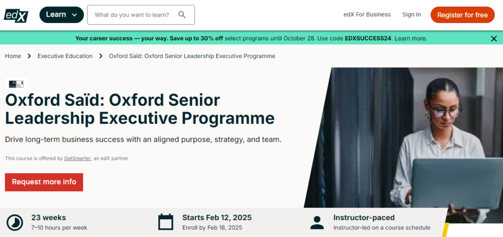 Oxford Senior Leadership Executive Programme course