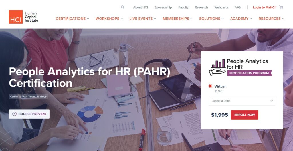 People Analytics for HR (PAHR) Certification Course Page