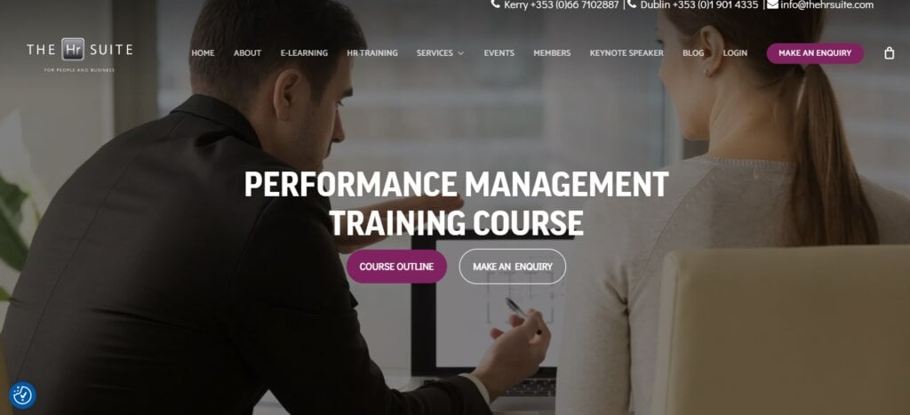 Performance Management Training Course page screenshot
