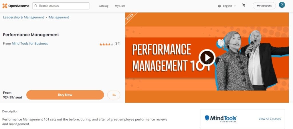 Performance Management course page