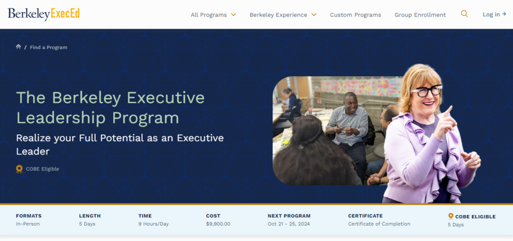 The Berkeley Executive Leadership Program course page