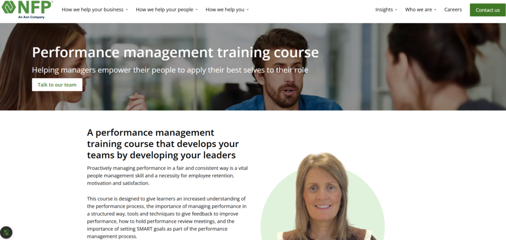 NFP performance management course page
