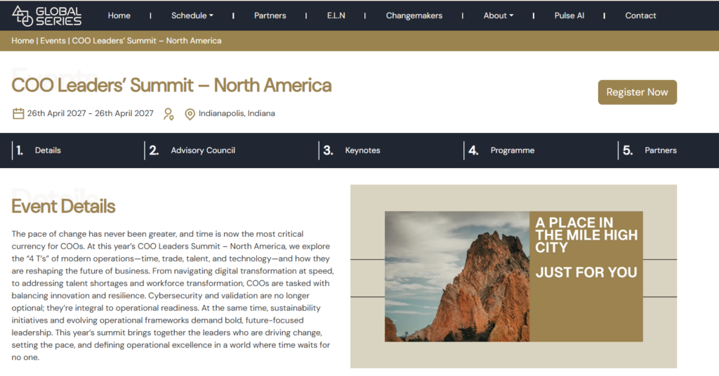 Landing page for The COO Leaders' Summit North America 2026