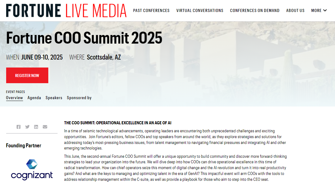 Fortune COO Summit 2025 landing page