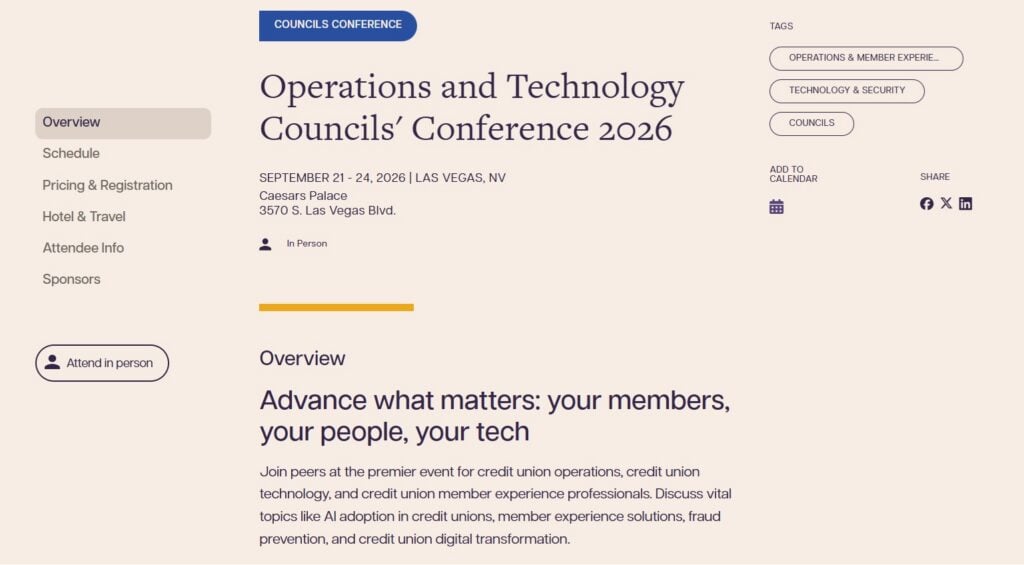 Overview page for the Operations and Technology Councils' Conference