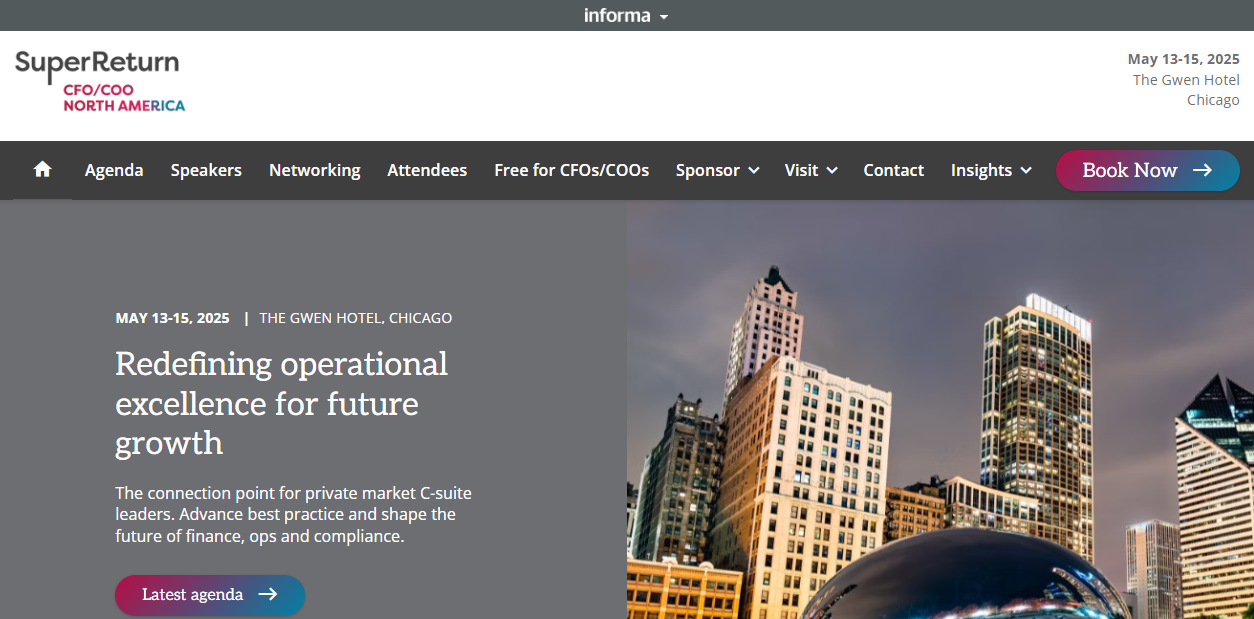 SuperReturn CFO/COO North America conference landing page