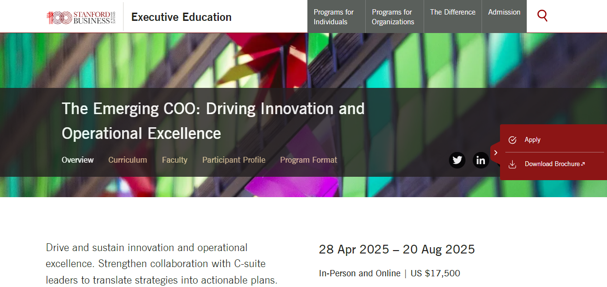 The Emerging COO Driving Innovation and Operational Excellence conference landing page