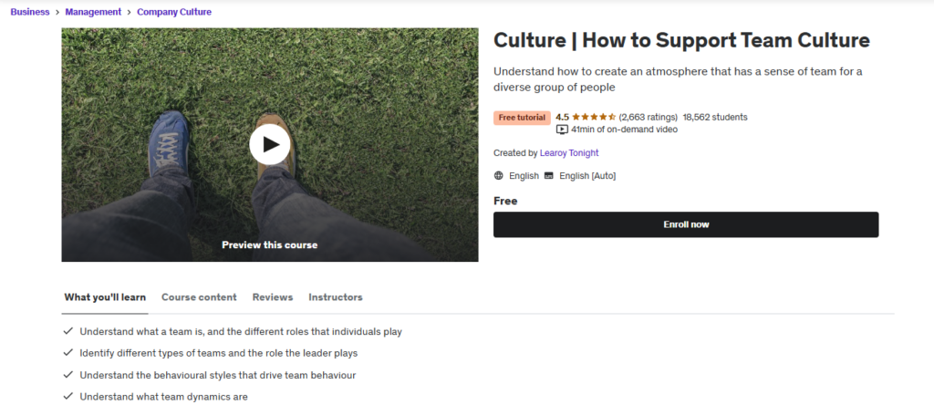 Culture | how to support team culture course landing page