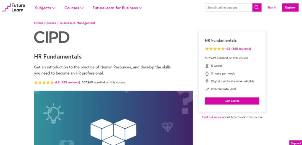 HR Fundamentals course landing page screenshot