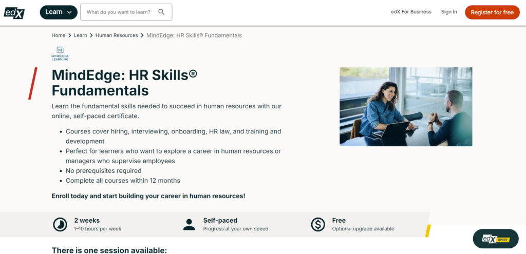 HR Skills® Fundamentals course landing page screenshot