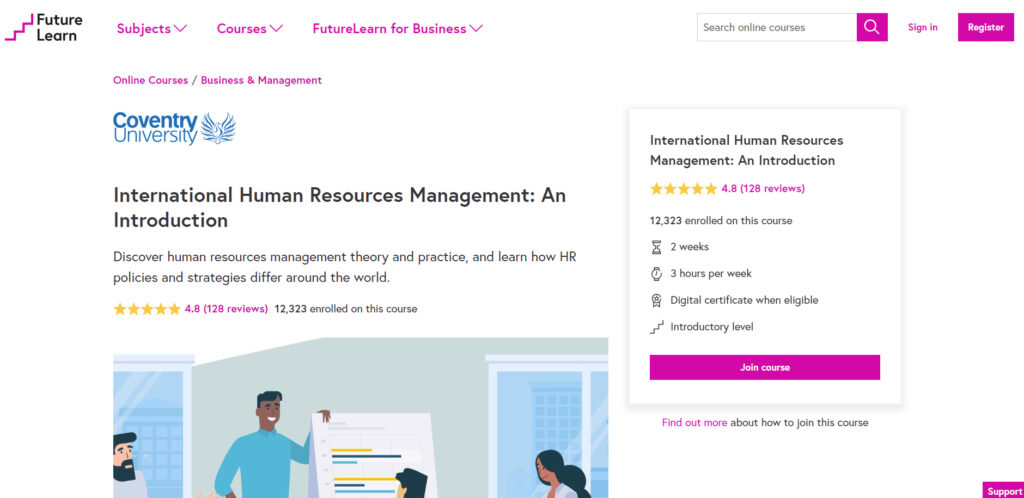 International HR Management: An Introduction course page screenshot