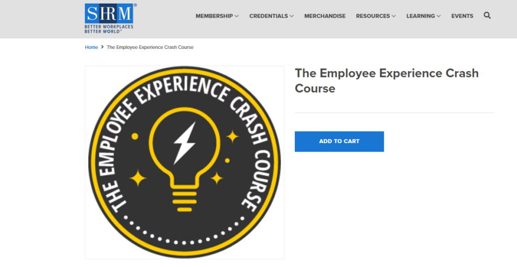 Screenshot of the landing page for the The Employee Experience Crash Course
