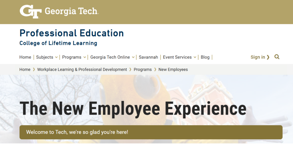 The New Employee Experience landing page